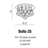 AZZARDO 1285 | Bolla Azzardo mennyezeti lámpa 3x G9 króm, átlátszó, kristály