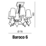 AZZARDO 1379 | Baroco Azzardo csillár lámpa 6x E14 fekete