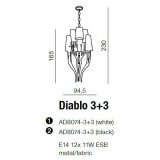 AZZARDO 1417 | Diablo-AZ Azzardo csillár lámpa 12x E14 króm, fekete