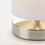 BRILLIANT 13247/05 | Clarie Brilliant asztali lámpa 25,5cm vezeték kapcsoló 1x E14 szatén nikkel, fehér