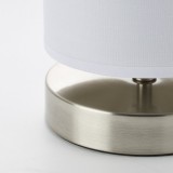 BRILLIANT 13247/05 | Clarie Brilliant asztali lámpa 25,5cm vezeték kapcsoló 1x E14 szatén nikkel, fehér