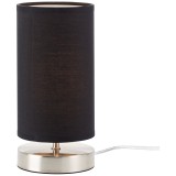 BRILLIANT 13247/06 | Clarie Brilliant asztali lámpa 25,5cm vezeték kapcsoló 1x E14 szatén nikkel, fekete