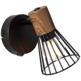 BRILLIANT 78111/76 | Noya Brilliant falikar lámpa kapcsoló elforgatható alkatrészek 1x E14 fekete, sötét fa