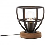 BRILLIANT 92610/76 | Matrix-BRI Brilliant asztali lámpa 19,5cm kapcsoló 1x E27 galvanizált fémfelület, fa., fekete
