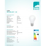 EGLO 11595 | E27 5W -> 40W Eglo normál A60 LED fényforrás filament, milky 470lm 2700K 360° CRI>80