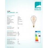 EGLO 11686 | E27 8W -> 60W Eglo PS160 LED fényforrás filament, BigSize 806lm 2100K szabályozható fényerő 360° CRI>80