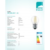 EGLO 11762 | E27 4W -> 40W Eglo kis gömb G45 LED fényforrás filament 470lm 2700K 320° CRI>80