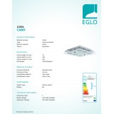 EGLO 13551 | Cabo Eglo mennyezeti lámpa négyzet 6x GU10 3000K króm, fehér, átlátszó