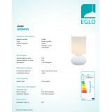 EGLO 13955 | Leonor Eglo asztali lámpa vezeték kapcsoló 1x E27 fehér