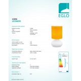 EGLO 13956 | Leonor Eglo asztali lámpa vezeték kapcsoló 1x E27 narancs