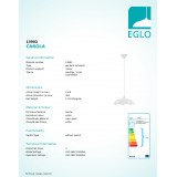 EGLO 13993 | Carola Eglo függeszték lámpa 1x E27 fehér, szatén