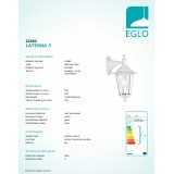 EGLO 22462 | Laterna8 Eglo falikar lámpa 1x E27 IP44 fehér, áttetsző