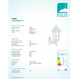 EGLO 22463 | Laterna8 Eglo falikar lámpa 1x E27 IP44 fehér, áttetsző