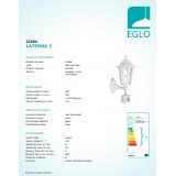 EGLO 22464 | Laterna8 Eglo falikar lámpa mozgásérzékelő 1x E27 IP44 fehér, áttetsző