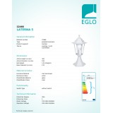 EGLO 22466 | Laterna8 Eglo álló lámpa 38,5cm 1x E27 IP44 fehér, áttetsző