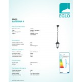 EGLO 22471 | Laterna8 Eglo függeszték lámpa 1x E27 IP44 fekete, áttetsző