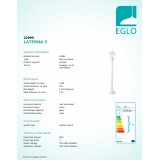 EGLO 22995 | Laterna8 Eglo álló lámpa 103cm 1x E27 IP44 fehér, áttetsző