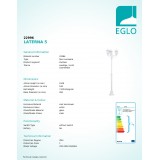 EGLO 22996 | Laterna8 Eglo álló lámpa 192cm 3x E27 IP44 fehér, áttetsző