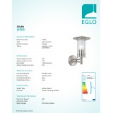 EGLO 30184 | Lisio Eglo falikar lámpa 1x E27 IP44 nemesacél, rozsdamentes acél, áttetsző