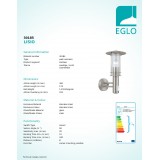 EGLO 30185 | Lisio Eglo falikar lámpa mozgásérzékelő 1x E27 IP44 nemesacél, rozsdamentes acél, áttetsző