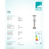 EGLO 30187 | Lisio Eglo álló lámpa 50cm 1x E27 IP44 nemesacél, rozsdamentes acél, áttetsző