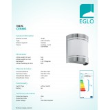 EGLO 30191 | Cerno Eglo fali lámpa 1x E27 IP44 nemesacél, rozsdamentes acél, szatén