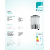 EGLO 30192 | Cerno Eglo fali lámpa mozgásérzékelő 1x E27 IP44 nemesacél, rozsdamentes acél, szatén