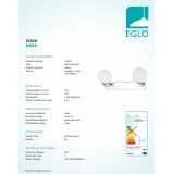 EGLO 31018 | Nina Eglo fali lámpa 2x G9 900lm króm, matt opál, fehér