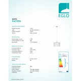 EGLO 31571 | Eglo-Pasteri-W Eglo függeszték lámpa kerek 1x E27 matt fehér, matt nikkel