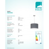 EGLO 31573 | Eglo-Pasteri-G Eglo függeszték lámpa kerek 1x E27 matt szürke, fehér, matt nikkel