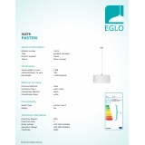 EGLO 31575 | Eglo-Pasteri-W Eglo függeszték lámpa kerek 1x E27 matt fehér, matt nikkel