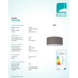 EGLO 31578 | Eglo-Pasteri-A Eglo függeszték lámpa 1x E27 matt barna, fehér, matt nikkel