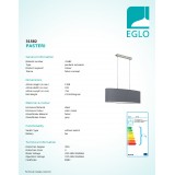 EGLO 31582 | Eglo-Pasteri-G Eglo függeszték lámpa 2x E27 matt szürke, fehér, matt nikkel