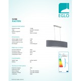 EGLO 31586 | Eglo-Pasteri-G Eglo függeszték lámpa 2x E27 matt szürke, fehér, matt nikkel