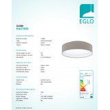EGLO 31589 | Eglo-Pasteri-T Eglo mennyezeti lámpa 1x LED 950lm 3000K matt taupe, fehér, matt nikkel