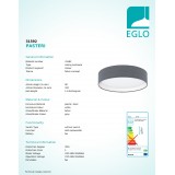 EGLO 31592 | Eglo-Pasteri-G Eglo mennyezeti lámpa kerek 1x LED 950lm 3000K matt szürke, fehér, matt nikkel