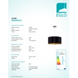 EGLO 31599 | Eglo-Maserlo-BG Eglo függeszték lámpa kerek 1x E27 fényes fekete, arany, nikkel