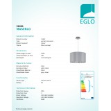 EGLO 31601 | Eglo-Maserlo-GS Eglo függeszték lámpa kerek 1x E27 szürke, ezüst, matt nikkel