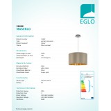 EGLO 31602 | Eglo-Maserlo-TG Eglo függeszték lámpa 1x E27 fényes taupe, arany, matt nikkel