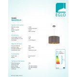EGLO 31603 | Eglo-Maserlo-CG Eglo függeszték lámpa kerek 1x E27 fényes kapucsínó, arany, matt nikkel