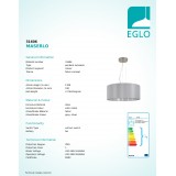 EGLO 31606 | Eglo-Maserlo-GS Eglo függeszték lámpa kerek 3x E27 szürke, ezüst, matt nikkel