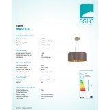 EGLO 31608 | Eglo-Maserlo-CG Eglo függeszték lámpa kerek 3x E27 fényes kapucsínó, arany, matt nikkel