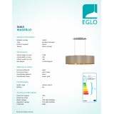 EGLO 31613 | Eglo-Maserlo-TG Eglo függeszték lámpa ovális 2x E27 fényes taupe, arany, matt nikkel