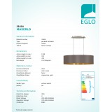 EGLO 31614 | Eglo-Maserlo-CG Eglo függeszték lámpa ovális 2x E27 fényes kapucsínó, arany, matt nikkel