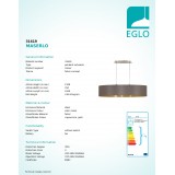 EGLO 31619 | Eglo-Maserlo-CG Eglo függeszték lámpa ovális 2x E27 fényes kapucsínó, arany, matt nikkel