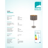 EGLO 31631 | Eglo-Maserlo-CG Eglo asztali lámpa 42cm vezeték kapcsoló 1x E27 fényes kapucsínó, arany, matt nikkel