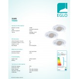 EGLO 31683 | Tedo Eglo beépíthető lámpa kerek 3 darabos szett, billenthető Ø80mm 3x GU10 1200lm 3000K fehér
