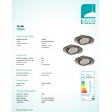 EGLO 31689 | Tedo Eglo beépíthető lámpa kerek 3 darabos szett, billenthető Ø80mm 3x GU10 1200lm 3000K matt nikkel