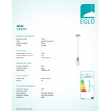 EGLO 32531 | Yorth Eglo függeszték lámpa 1x E27 szürke
