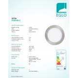EGLO 32754 | EGLO-Connect-Fueva Eglo beépíthető okos világítás LED panel kerek szabályozható fényerő, állítható színhőmérséklet, színváltós, távirányítható Ø170mm 1x LED 1200lm 2700 <-> 6500K matt nikkel, fehér